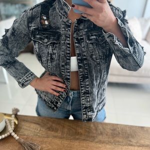 Distressed Denim Jacket / Washed Black